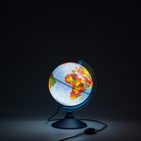 Глобус Земли физико-политический с подсветкой. Диаметр 210мм