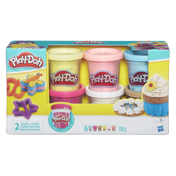 Play-Doh Пластилин: Набор из 6 баночек платилина с конфетти (B3423)