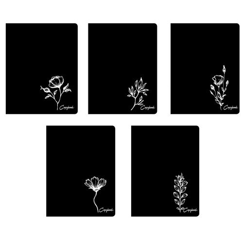 TOTAL BLACK. Гербарий ТЕТРАДИ А5 (*скрепка) 48Л. Обложка: high-class