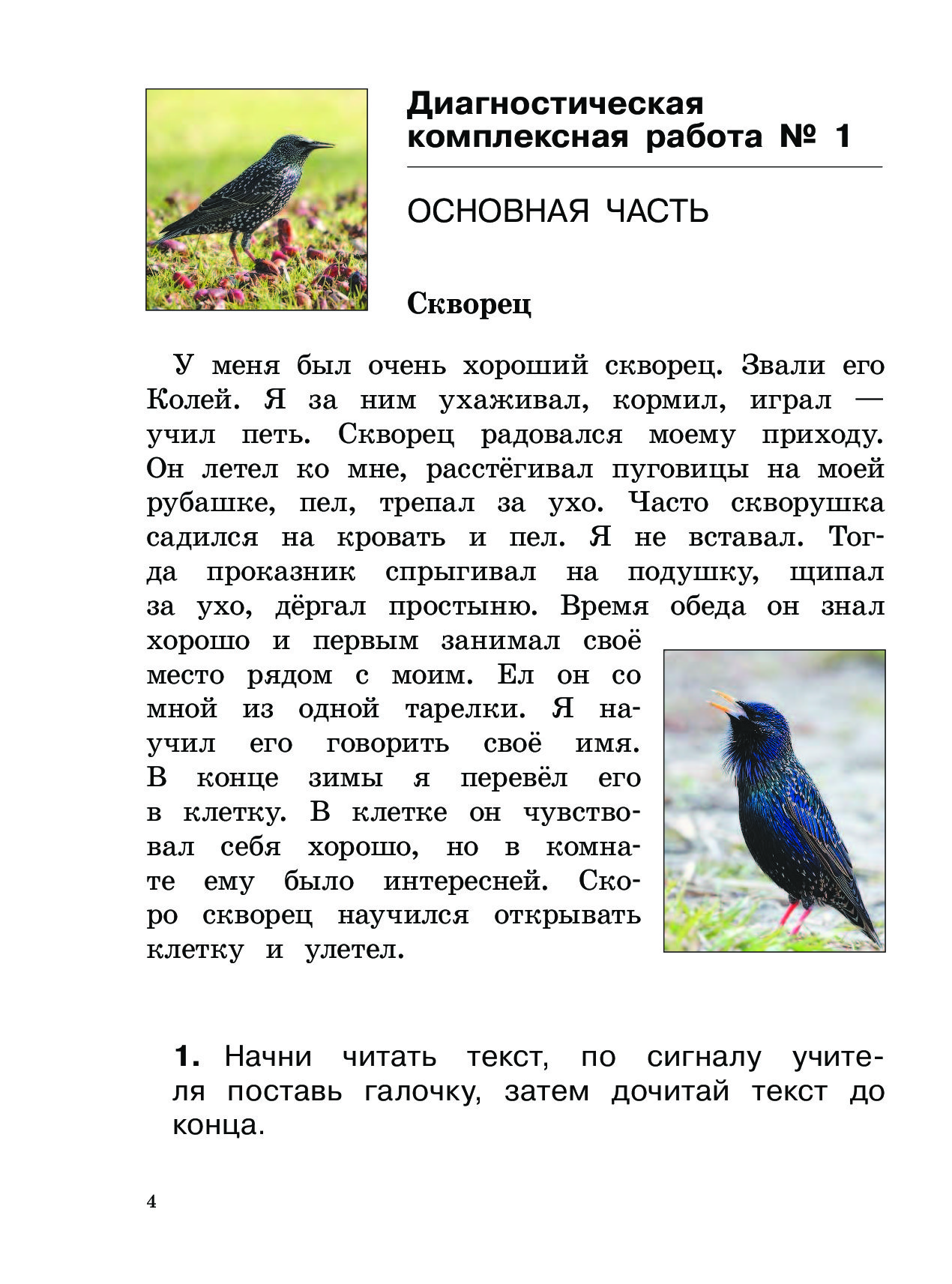 Комплексная диагностическая. Диагностические комплексные работы 1. Комплексная работа с текстом. Диагностические комплексные работы 1 класс. Скворец.