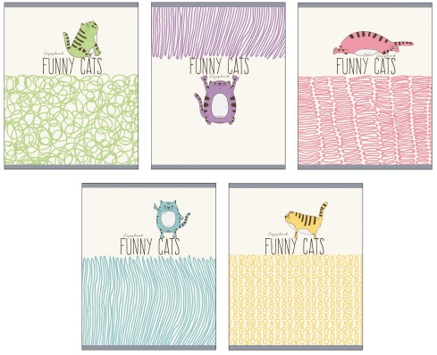 Забавные коты ТЕТРАДИ А5 (*скрепка) 96Л. Обложка: лакирование