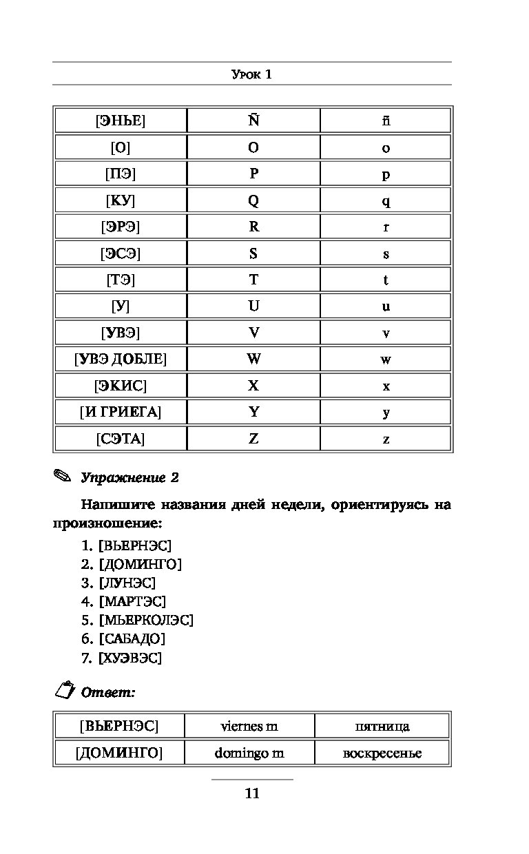 16 уроков испанского языка