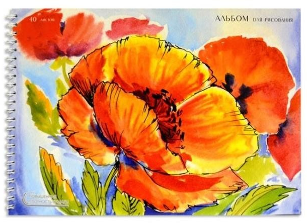 Прекрасные маки (гребень, 40л.) АЛЬБОМ ДЛЯ РИСОВАНИЯ (гребень). 40 листов