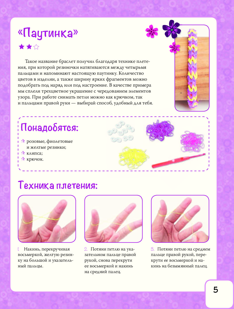 Браслет из резинок на пальцах схема