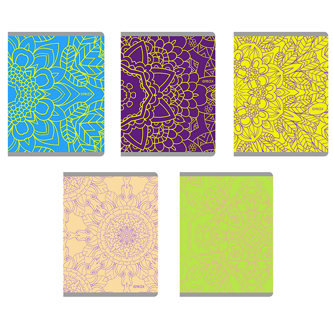 Ажурные узоры (Скругл. угл.) ТЕТРАДИ А5 (*скрепка) 48Л. Обложка: пантонная печать