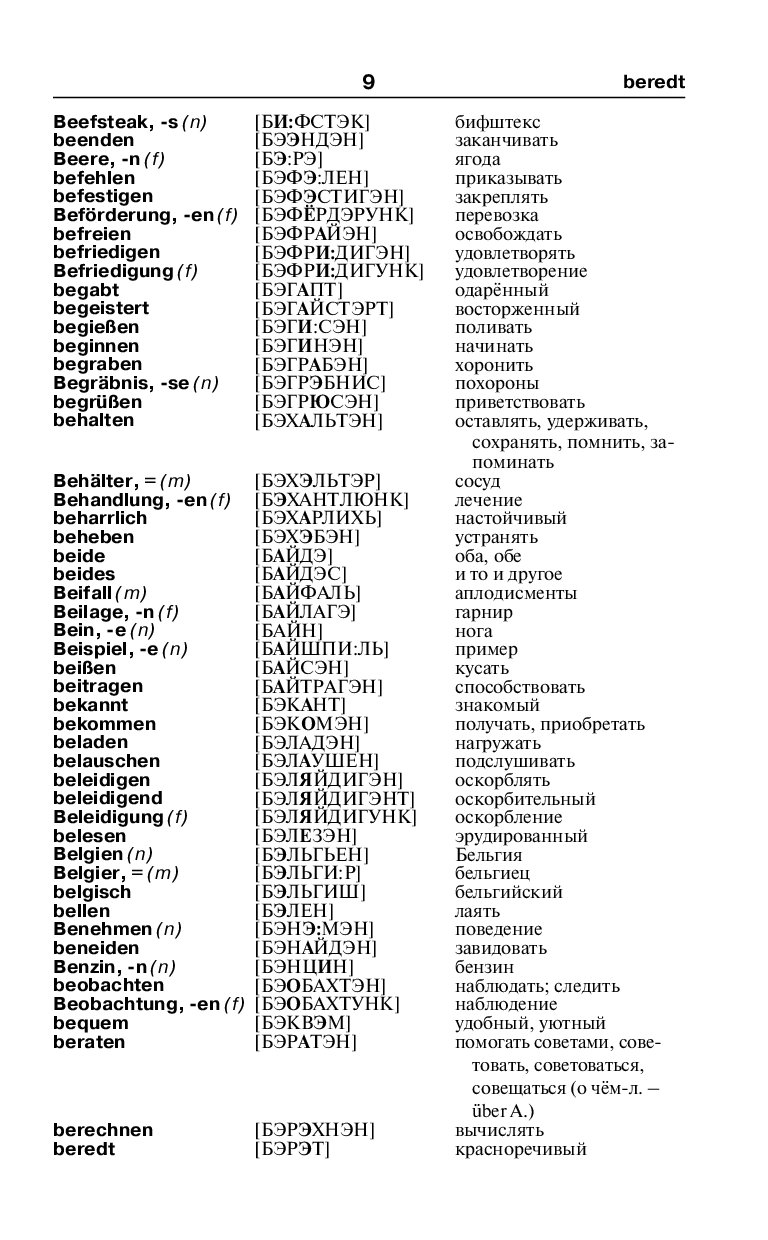 Русско-немецкий словарь с транскрипцией и произношением