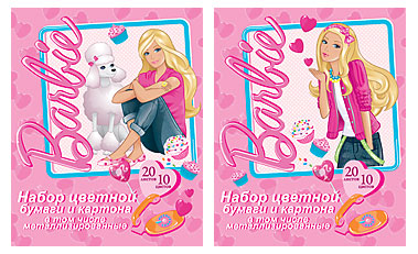 Бум и карт цв д/дет тв 10цв 20л(4мет) Папка 200*290 B596-g,B597-g-VQ Barbie