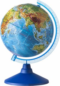 Глобус Земли физический рельефный с подсветкой  от батареек. Диаметр 320мм (Рельеф)