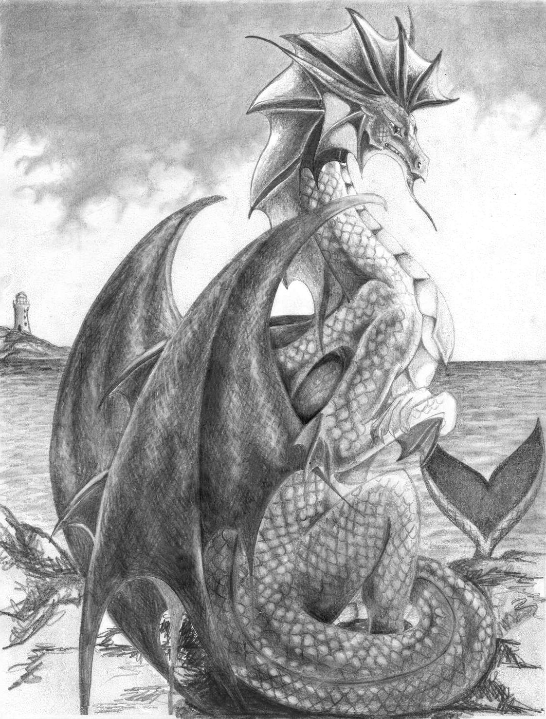 Водяной дракон Графика рисунок