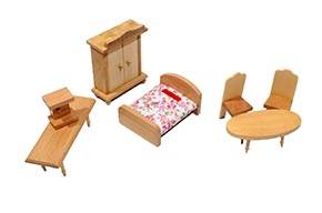 Набор игрушечной мебели деревянной. "Спальня", 7 предметов (Арт. ИД-9880)