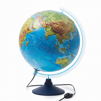 Глобус Земли физико-политический с подсветкой рельефный. Диаметр 320мм
