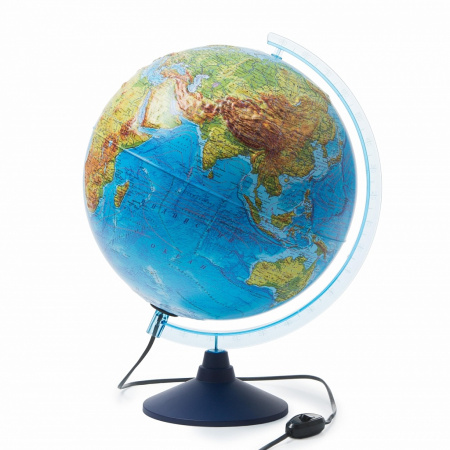 Глобус Земли физико-политический с подсветкой рельефный. Диаметр 320мм
