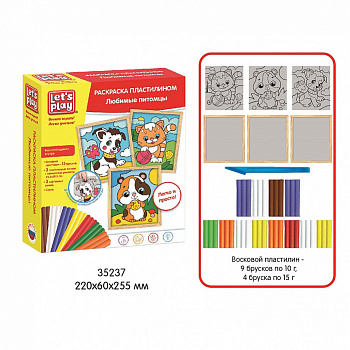 Раскр пластил Любимые питомцы,3 карт 19,5х22,5см.ТМ Let`s Play