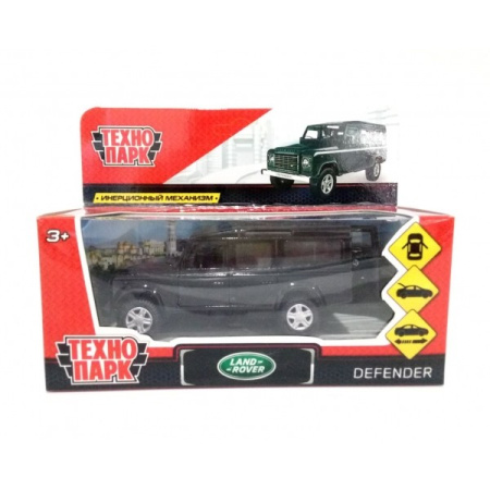 Машина металл LAND ROVER DEFENDER 12см, открыв. двери, инерц, черный, в кор. Технопарк в кор.2*36шт