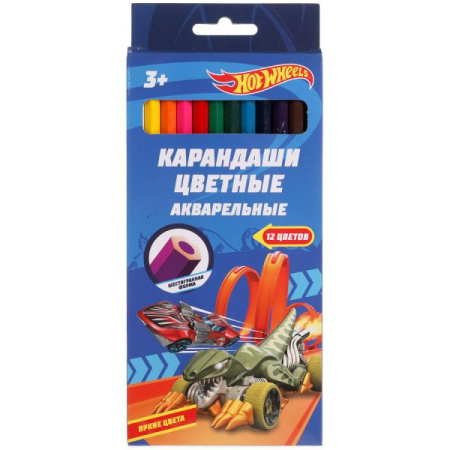 Цветные карандаши ХОТ ВИЛС 12цв, акварельные Умка в кор.20*12шт