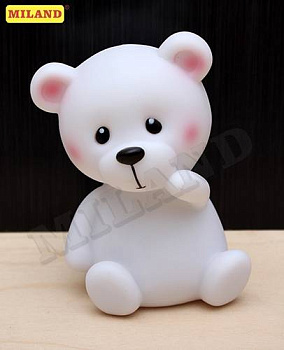 Ночник. Медвежонок, белый, 8х13 см, LED УД-8633