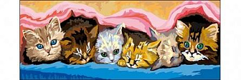 Холст с красками 20х50 см по номерам. КОТЯТА (Арт. Х-7957)