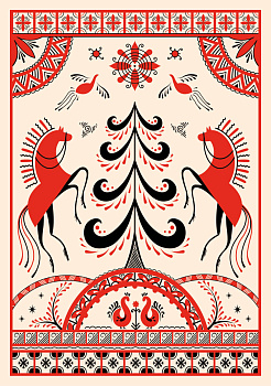 Блокнот Жили-были. Мезенская роспись «Кони» (формат А5, 144 стр., блинтовое тиснение, тонированный блок) Блокнот Жили-были. Мезенская роспись «Кони» (формат А5, 144 стр., блинтовое тиснение, тонированный блок)