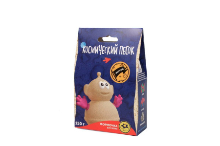 Игрушки в наборе ТМ "Космический песок" жёлтый + формочка 150 г. Пакет.