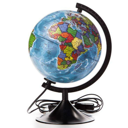 Глобус Земли политический с подсветкой. Диаметр 210мм