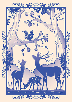 Блокнот Жили-были. Гжель «Олененок» (формат А5, 144 стр., блинтовое тиснение, тонированный блок)