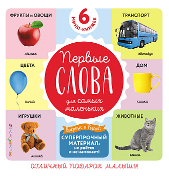 Комплект из 6 супер-прочных мини-книжек «Первые слова для самых маленьких» Комплект из 6 супер-прочных мини-книжек «Первые слова для самых маленьких»
