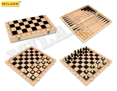 Шахматы, нарды, шашки деревянные 3 в 1 (поле 39 см) фигуры из дерева P00026 М