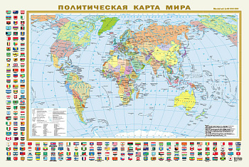 Политическая карта мира с флагами. Федеративное устройство России с флагами А1