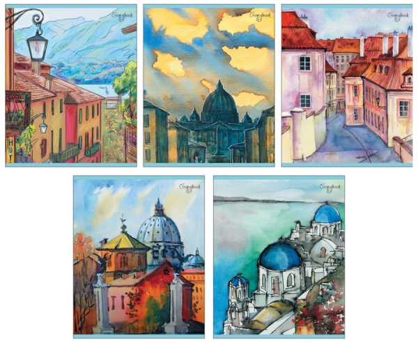 Акварельный город ТЕТРАДИ А5 (*скрепка) 96Л. Обложка: ламинирование