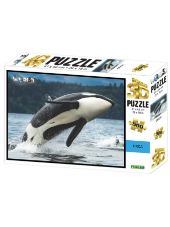 Пазл 3D "Касатка", 500 детал., 6+  Размер собранного пазла 61 х 46см. (арт.10469) игр.-головоломка
