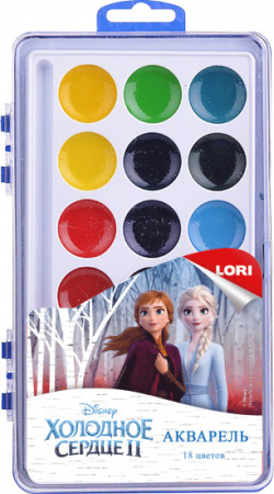 Акварель Disney "Холодное сердце-2" 18 цветов, в пластике, б/к