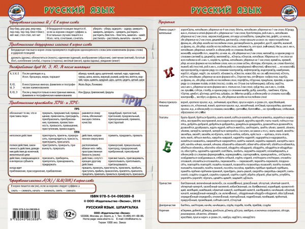 Русский язык Шпаргалка
