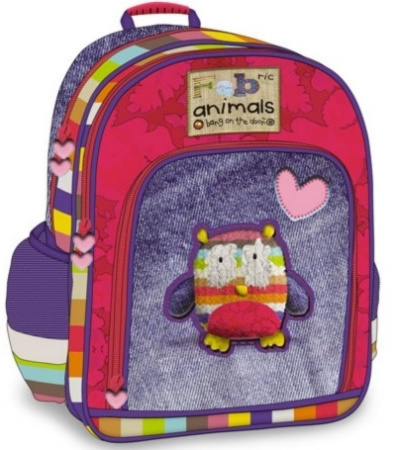 Рюкзак школьный, два отделения, 3 кармана (38х29х17 см)-504026-FA-OL-Fabric Animals-Owl