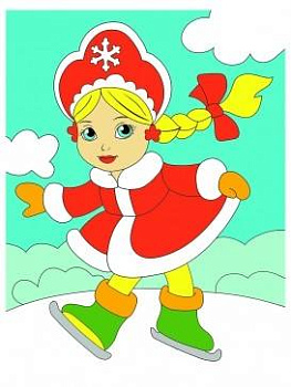 Холст с красками 18х24 см по номерам. Милая девочка на коньках. Арт. Х-7019