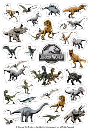 Динозавры Jurassic World. Набор наклеек (формат А5, в пакете)