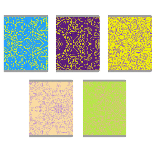 Ажурные узоры (Скругл. угл.) ТЕТРАДИ А5 (*скрепка) 48Л. Обложка: пантонная печать