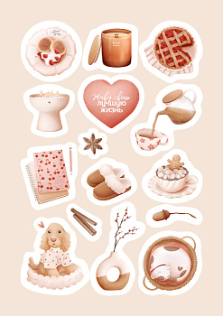 Нежность деталей. Набор стикеров А5 от Ольги Примаченко (5 листов стикеров)