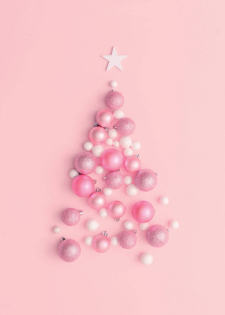 Блокнот с резинкой "Pink Christmas tree" (розовый). А5, твердый переплет, 192 стр.