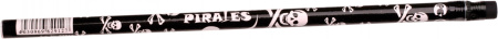 Карандаш чернографитный "TORTUGA PIRATES" деревянный НВ не заточенный; черный корпус с рисунком "черепа", с ластиком.