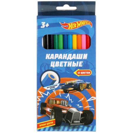 Цветные карандаши ХОТ ВИЛС 12цв, шестигран Умка в кор.20*12шт
