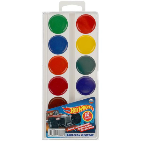 Акварель 12 цв. в пластиковой упаковке Hot Wheels ТМ УМКА в кор.40шт