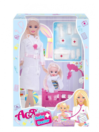 Набор кукла Ася "Детский доктор" с мини куклой
