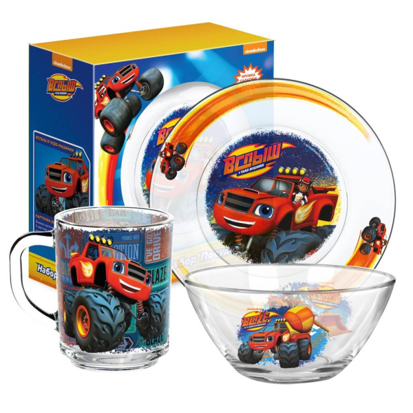 Набор "Вспыш и чудо-машинки" Вспыш - Трек 2.0, (3 предмета, подарочная упаковка), стекло