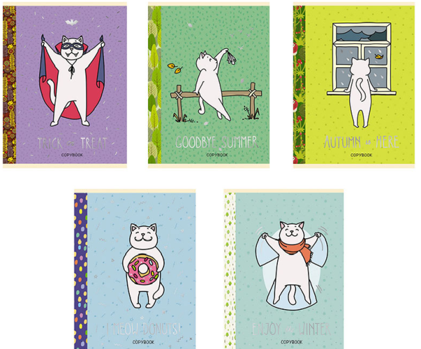 Кошкины радости ТЕТРАДИ А5 (*скрепка) 48Л. Обложка: high-class