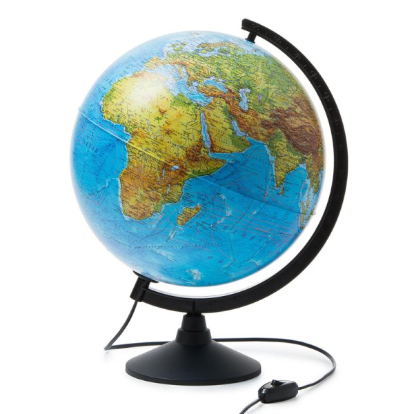 Глобус Земли физико-политический с подсветкой рельефный. Диаметр 320мм