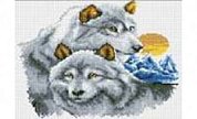 Набор для вышивания крестиком 30*40 см (частич. заполн,канва без рис.) Волк и волчица XD2006