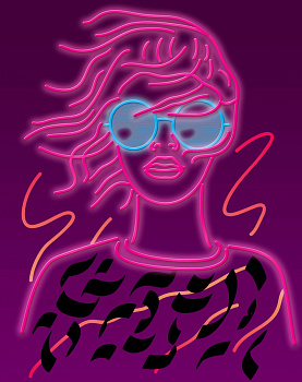 Девушка неон. Тетрадь в мягкой пластиковой обложке, А5, 80л.