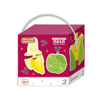 Пазл 2-3-4 элемента "Фрукты и овощи" Пазл 2-3-4 элемента "Фрукты и овощи"