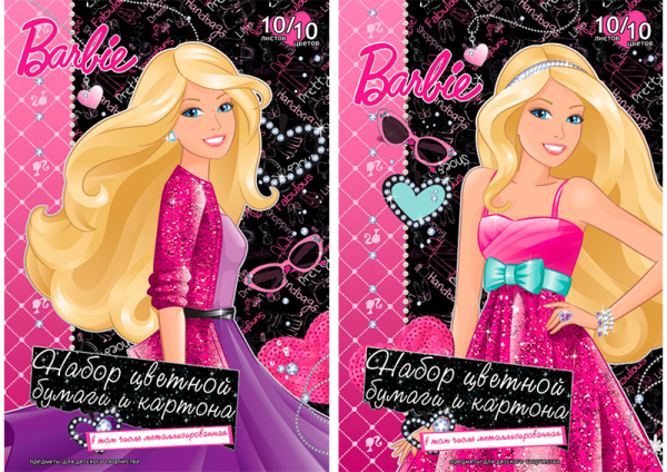 Бум и карт цв д/дет тв 10цв 20л(4мет) Папка 200*290 B748,B749-VQ Barbie