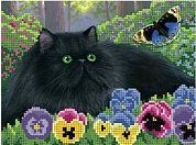 Н-р для вышивания бисером 19x25 см (частичн.заполн.,канва с рис) Персидский кот и бабочка Арт. AS314